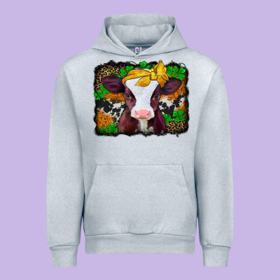 St Patricks Baby Cow With Leopard Background Urban Hoodie Designed By Jasminsmagicworld