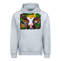 Heather Grey st patricks baby cow with leopard background Urban Hoodie - Jasminsmagicworld