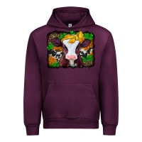 Mauve Wine st patricks baby cow with leopard background Urban Hoodie - Jasminsmagicworld