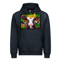 Navy st patricks baby cow with leopard background Urban Hoodie - Jasminsmagicworld