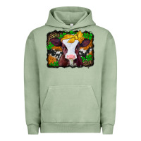 Pigment Oil Green st patricks baby cow with leopard background Urban Hoodie - Jasminsmagicworld