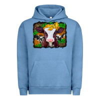Pigment Pebble Blue st patricks baby cow with leopard background Urban Hoodie - Jasminsmagicworld