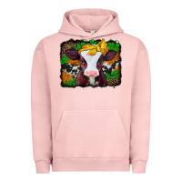 Pigment Salmon st patricks baby cow with leopard background Urban Hoodie - Jasminsmagicworld