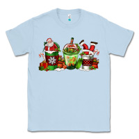 Dusty Blue coffee cups with santa claus Classic Tee - FaDigitalArtStudio