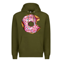 Army Green pink strawberry donut Premium Hoodie - AdoDesignShop
