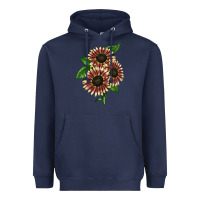 Navy strawberry blonde sunflower Heavyweight Hoodie - LillyAllenDesigns