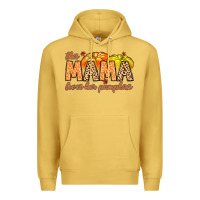 Antique Gold this mama loves her pumpkins Premium Hoodie - MaliasSmallBusiness