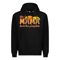 Black this mama loves her pumpkins Premium Hoodie - MaliasSmallBusiness