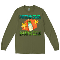 Army Green drinking buddies with baby bottle Long Sleeve Tee - HRA Design Shop