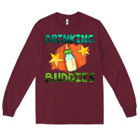 Burgundy drinking buddies with baby bottle Long Sleeve Tee - HRA Design Shop