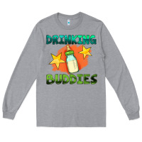 Heather Grey drinking buddies with baby bottle Long Sleeve Tee - HRA Design Shop