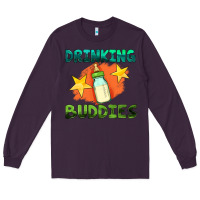 Plum drinking buddies with baby bottle Long Sleeve Tee - HRA Design Shop