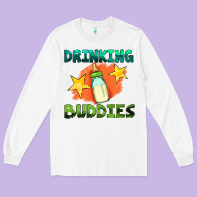 Drinking Buddies With Baby Bottle Long Sleeve Tee Designed By Hra Design Shop