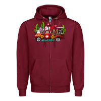 Burgundy ma medical assistant nurse truck with cactus and sunflowers Zipper Hoodie - AdoDesignShop