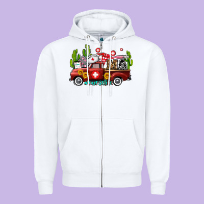 Ma Medical Assistant Nurse Truck With Cactus And Sunflowers Zipper Hoodie Designed By Adodesignshop