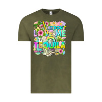 Vintage Olive he dont love me like tequila does Vintage Tee - texasbilliewilder