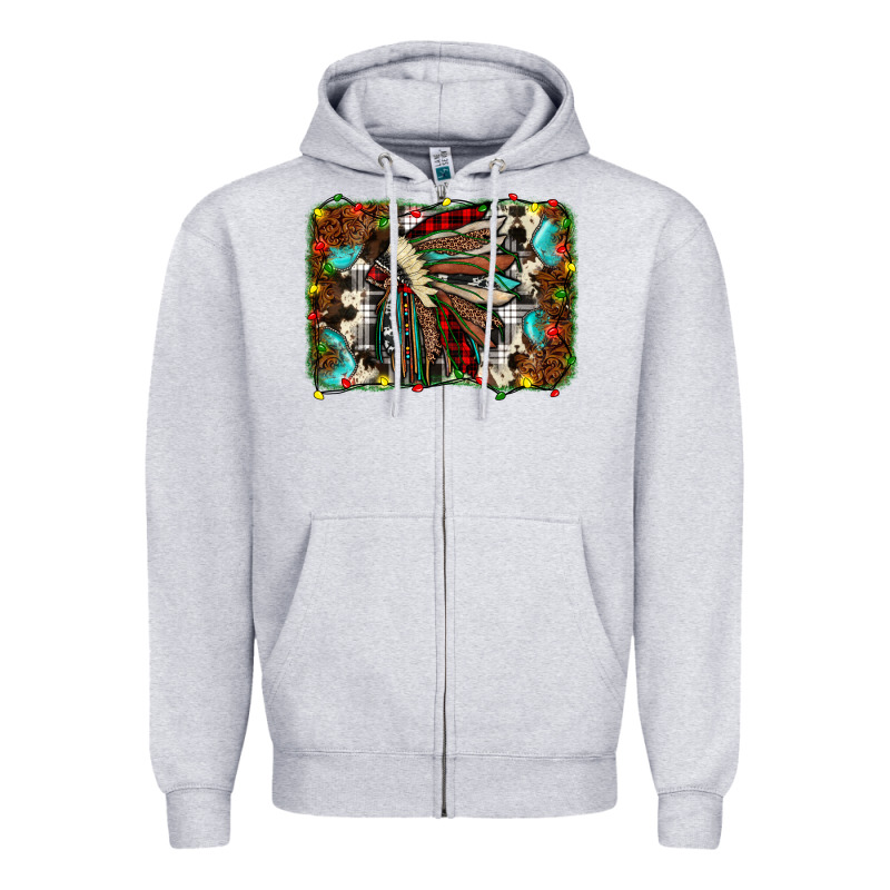Christmas Indian Headdress Zipper Hoodie by JahusDesignShop | Teevron