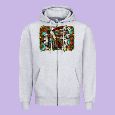 Christmas Indian Headdress Zipper Hoodie Designed By Jahusdesignshop