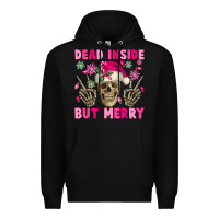 Black Dead inside but merry pink Christmas skeleton Premium Hoodie - NancyCooperArtShop