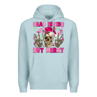 Blue Mist Dead inside but merry pink Christmas skeleton Premium Hoodie - NancyCooperArtShop