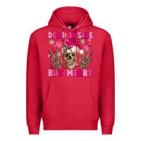 Cardinal Dead inside but merry pink Christmas skeleton Premium Hoodie - NancyCooperArtShop