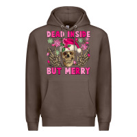 Coffee Dead inside but merry pink Christmas skeleton Premium Hoodie - NancyCooperArtShop