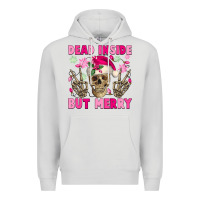 Dove Grey Dead inside but merry pink Christmas skeleton Premium Hoodie - NancyCooperArtShop