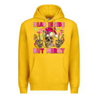 Lemon Dead inside but merry pink Christmas skeleton Premium Hoodie - NancyCooperArtShop