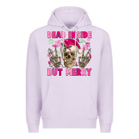 Lilac Dead inside but merry pink Christmas skeleton Premium Hoodie - NancyCooperArtShop