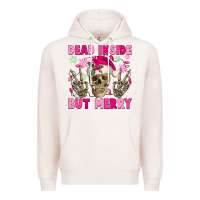 Pale Pink Dead inside but merry pink Christmas skeleton Premium Hoodie - NancyCooperArtShop