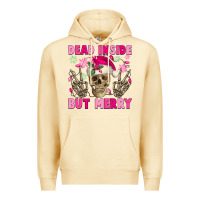 Pina Colada Dead inside but merry pink Christmas skeleton Premium Hoodie - NancyCooperArtShop