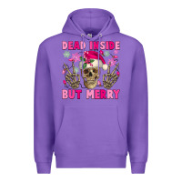 Purple Dead inside but merry pink Christmas skeleton Premium Hoodie - NancyCooperArtShop
