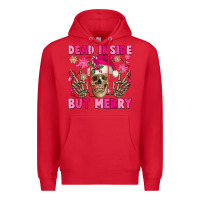Red Dead inside but merry pink Christmas skeleton Premium Hoodie - NancyCooperArtShop