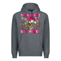 Rock Dead inside but merry pink Christmas skeleton Premium Hoodie - NancyCooperArtShop