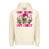 Sandshell Dead inside but merry pink Christmas skeleton Premium Hoodie - NancyCooperArtShop