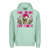 Seafoam Dead inside but merry pink Christmas skeleton Premium Hoodie - NancyCooperArtShop