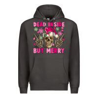 Smoke Dead inside but merry pink Christmas skeleton Premium Hoodie - NancyCooperArtShop