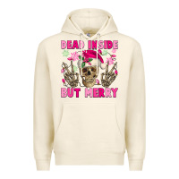 Tofu Dead inside but merry pink Christmas skeleton Premium Hoodie - NancyCooperArtShop