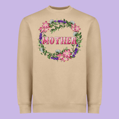 Heavyweight Sweatshirt Mother With Floral Wreath