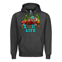 Charcoal Heather teacher life western truck and books Zipper Hoodie - AdoDesignShop