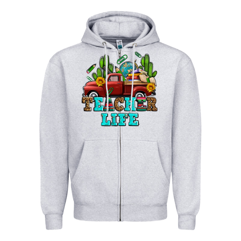 Teacher Life Western Truck And Books Zipper Hoodie by AdoDesignShop | Teevron