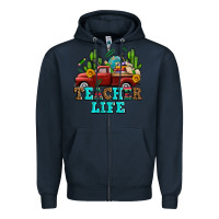 Navy teacher life western truck and books Zipper Hoodie - AdoDesignShop