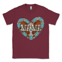Burgundy mama heart cowhide Classic Tee - CowhideDigitalArt