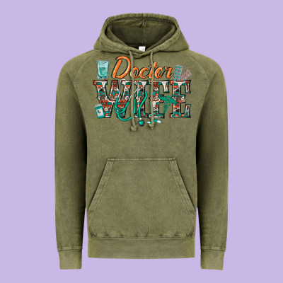 Doctor Wife Vintage Hoodie Designed By Texasbilliewilder