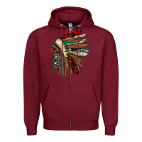 Burgundy christmas indian headdress Zipper Hoodie - JahusDesignShop
