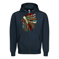 Navy christmas indian headdress Zipper Hoodie - JahusDesignShop