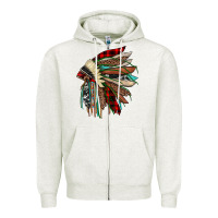 Oatmeal Heather christmas indian headdress Zipper Hoodie - JahusDesignShop