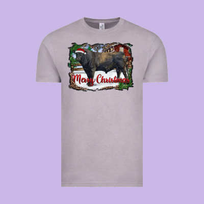 Merry Christmas Black Angus Bull And Farm Vintage Tee Designed By Ranaportraitstore