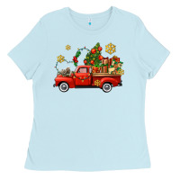 Baby Blue Christmas truck Ladies Tee - AdoDesignShop