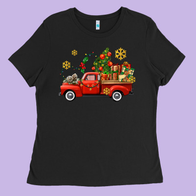 Christmas Truck Ladies Tee Designed By Adodesignshop